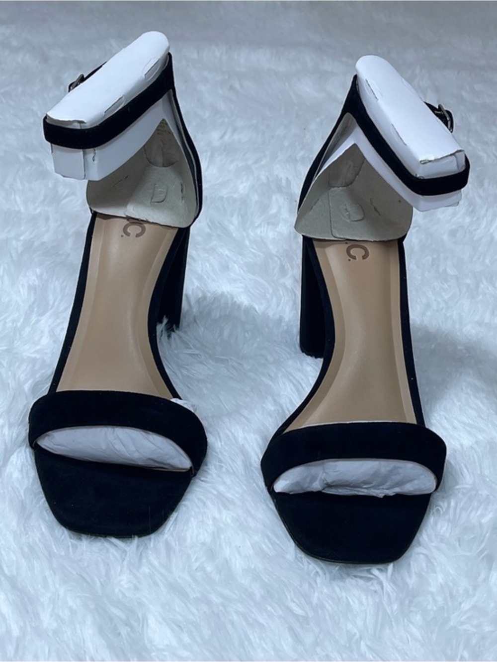 INC International Concepts Black Ankle Strap Block Heels Black Size 9M NWT Box